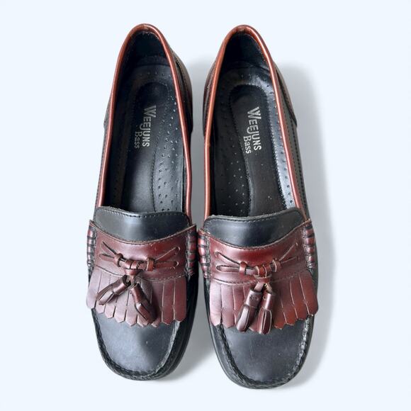 G.H. Bass Weejuns Setta Tassel Loafers Causal Moc Toe Men's Sz 8 M Black Brown - Picture 9 of 9